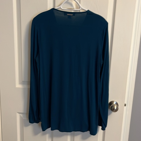 Michael Kors Draped Surplice Blouse Teal Lightweight Large - Picture 4 of 4